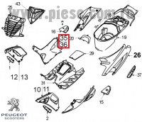 Carena laterala fata jos dreapta originala Peugeot Speedfight - Speedfight 2 - Speedfight - WRC - X-Race - X-Team 2T 50-100cc (rosie)